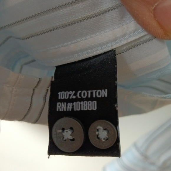 7 Diamonds Mens XL Long Sleeve Button Down Blue White Striped Cotton Shirt - Picture 8 of 13